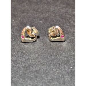 Sterling Silver Open Heart Earrings With Pink Morganite